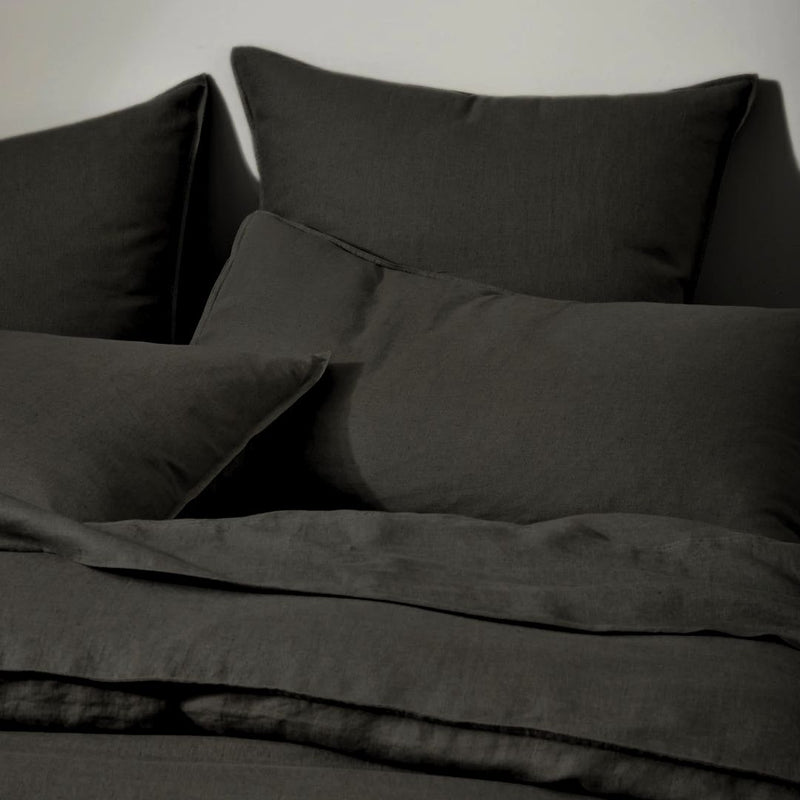 Ravello Linen Charcoal Pillowcase in Pair