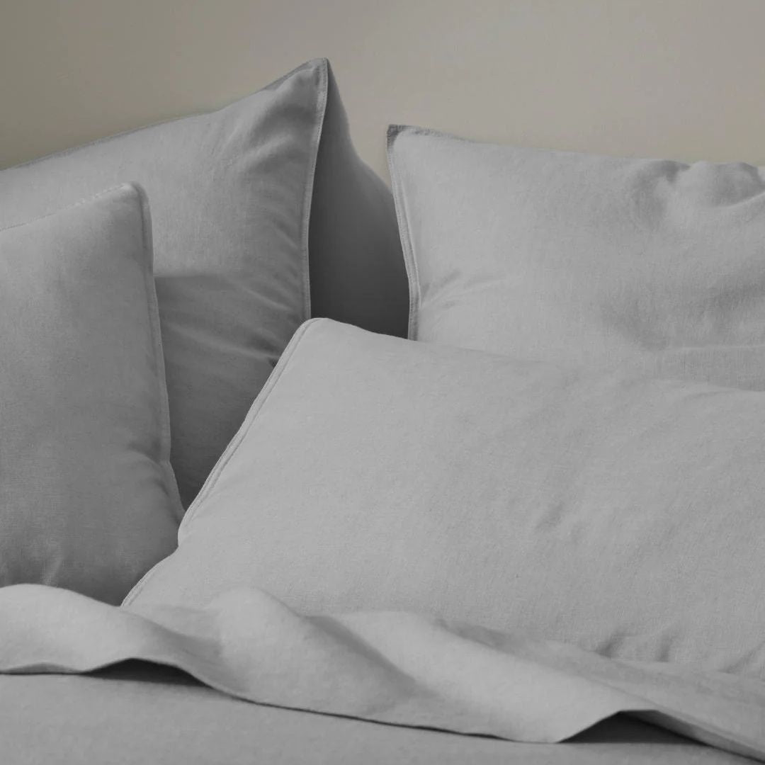 Ravello Linen Silver Pillowcase in Pair