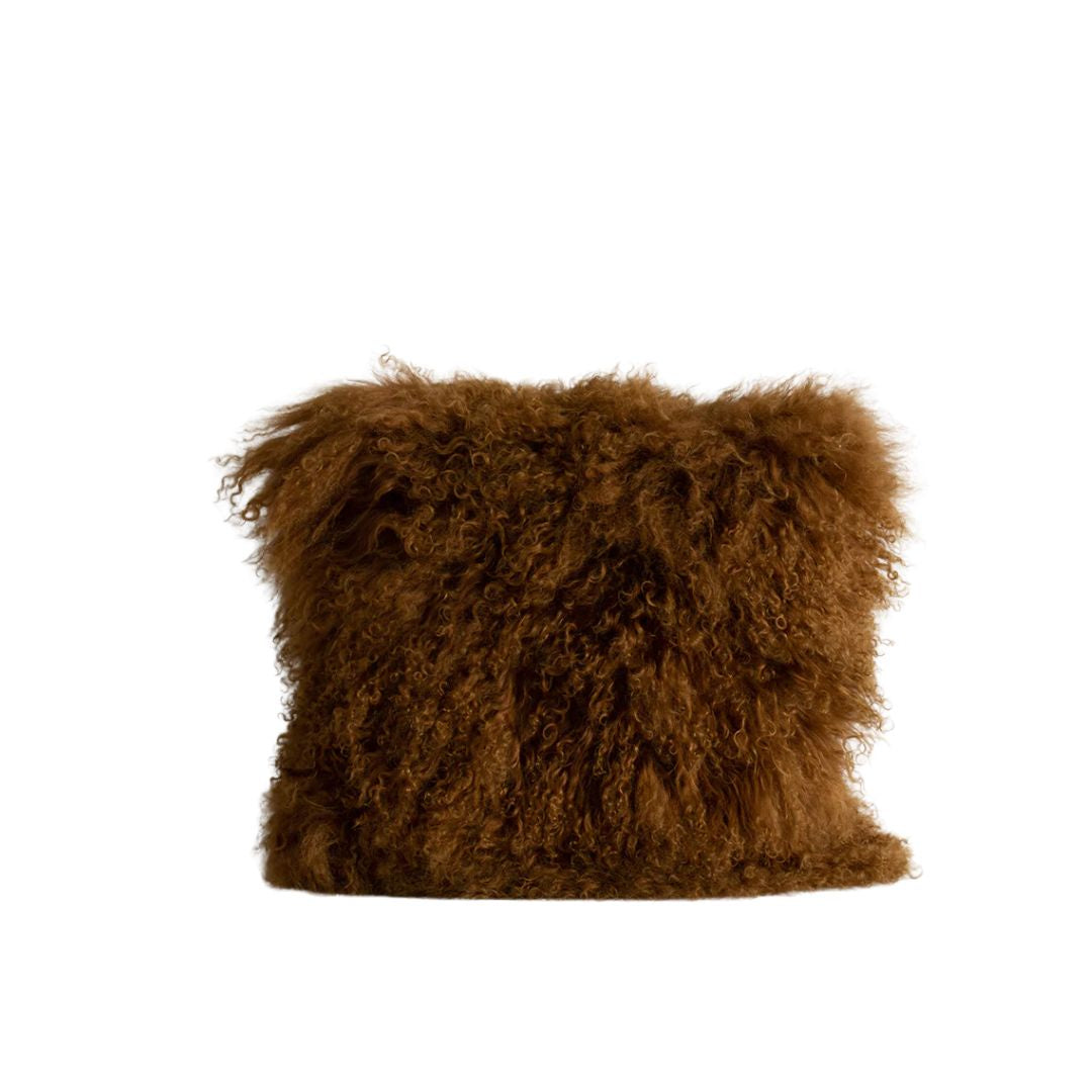 Meru Tibetan Lamb Cushion: Cassia Bark - 40x40