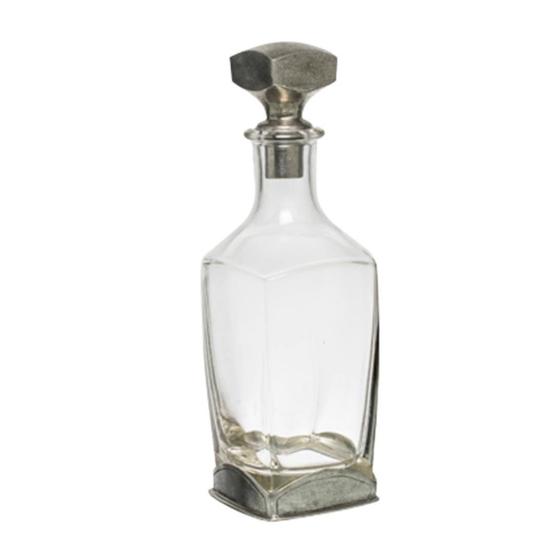 Square Glass Decanter with Pewter Stopper