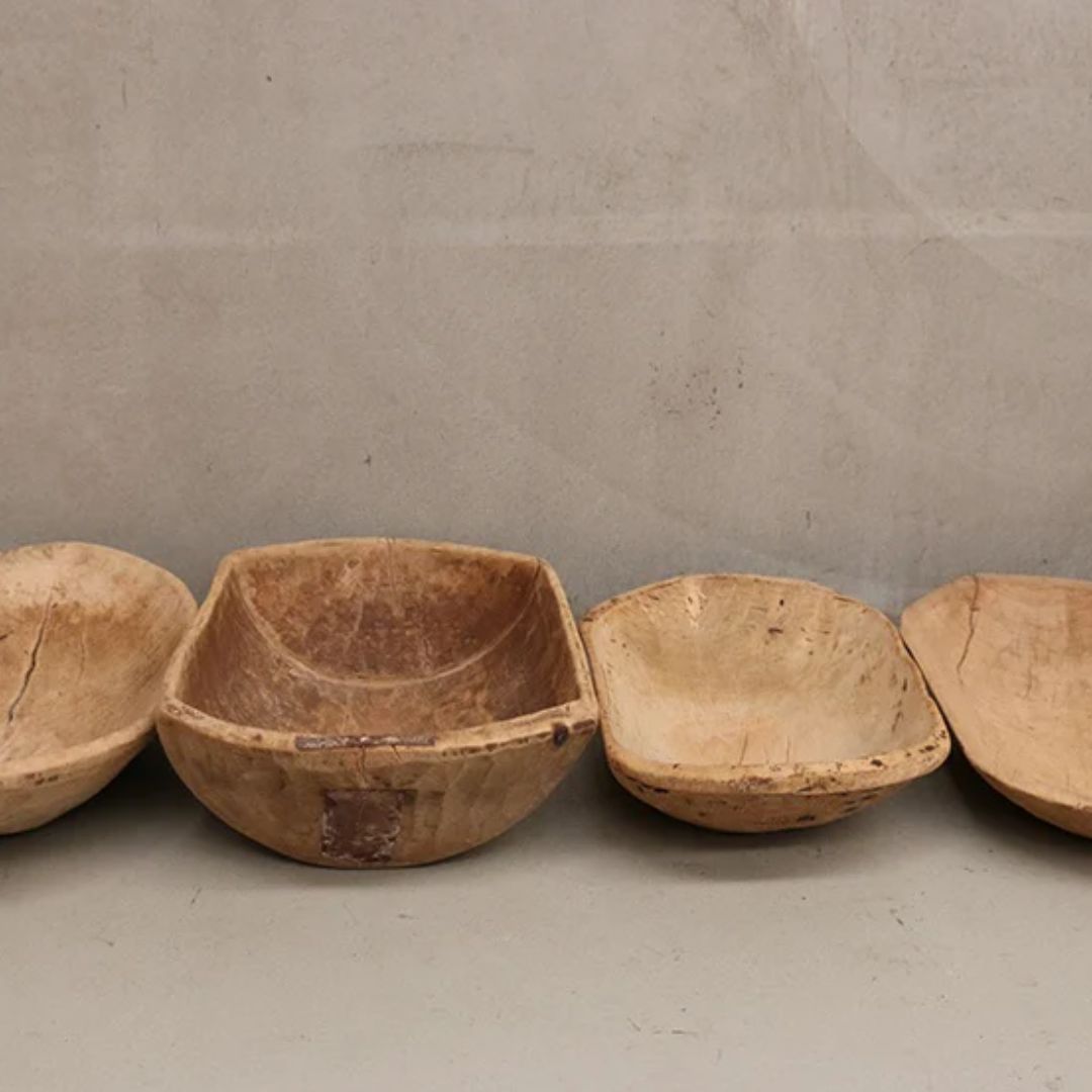 Antique Wooden Oval Basin - Small