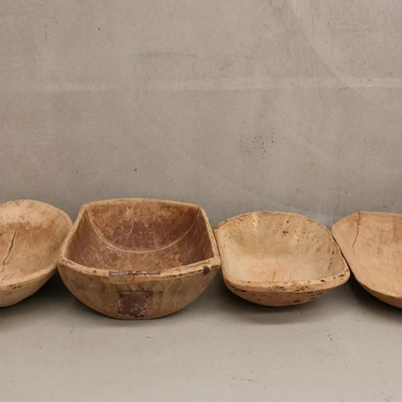 Antique Wooden Oval Basin - Small