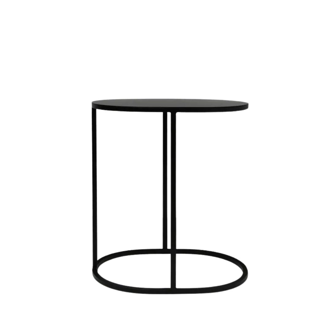 Oval Couch Side Table -  Black