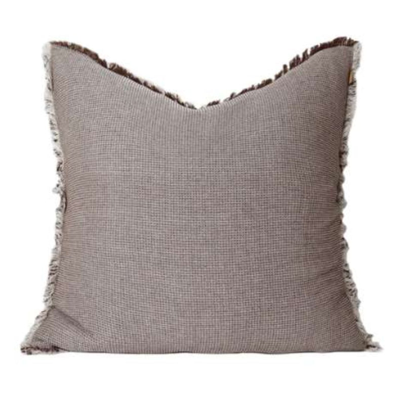 Euro Waffle Cushion with Fringe Earth - 60x60