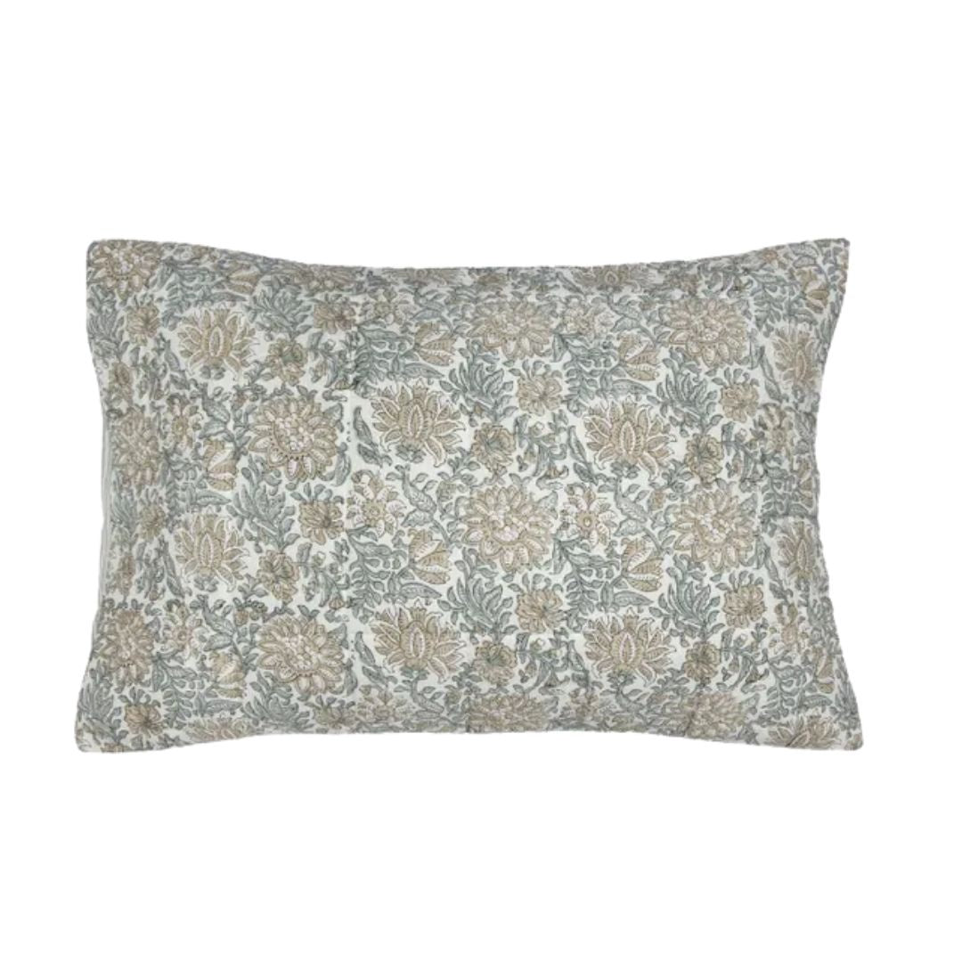Athena Handblock Pillow Covers: Blue/Natural in Pair