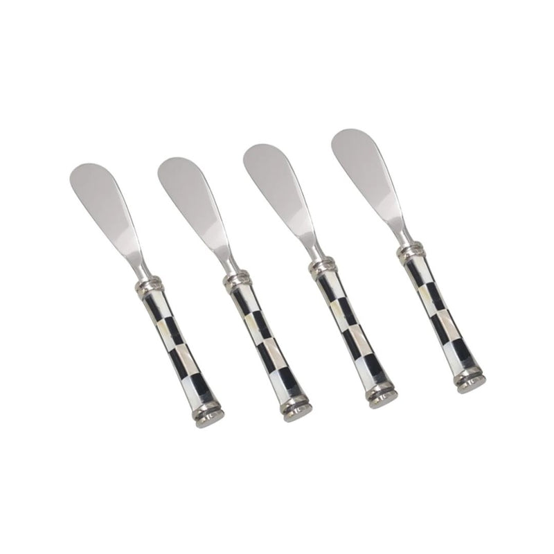 Checker Black & White Bone and Stainless Steel Spreaders