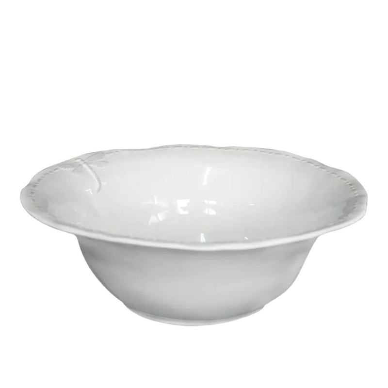 Dragonfly Stoneware White Salad Bowl - Large
