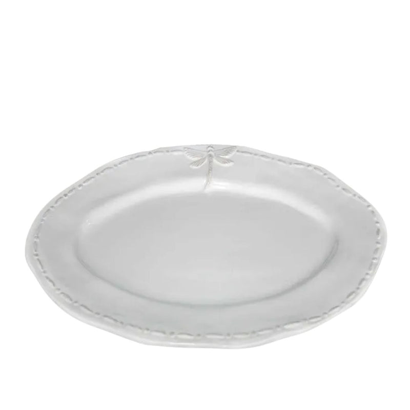 Dragonfly Stoneware White Oval Platter - Small