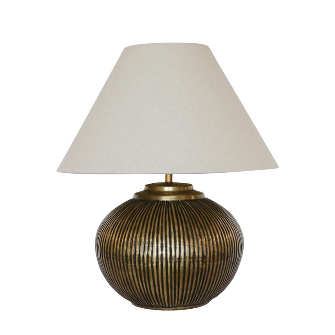 Marbella Ball Brass Lamp Base with Ridges: Dark Brass