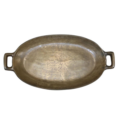 Oval Tray Two-Tone Antique Brass Finish