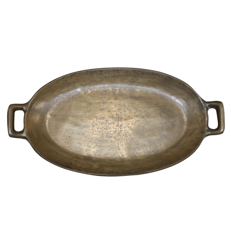Oval Tray Two-Tone Antique Brass Finish