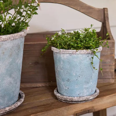 Sea Blue Plant Pot & Saucer - Small