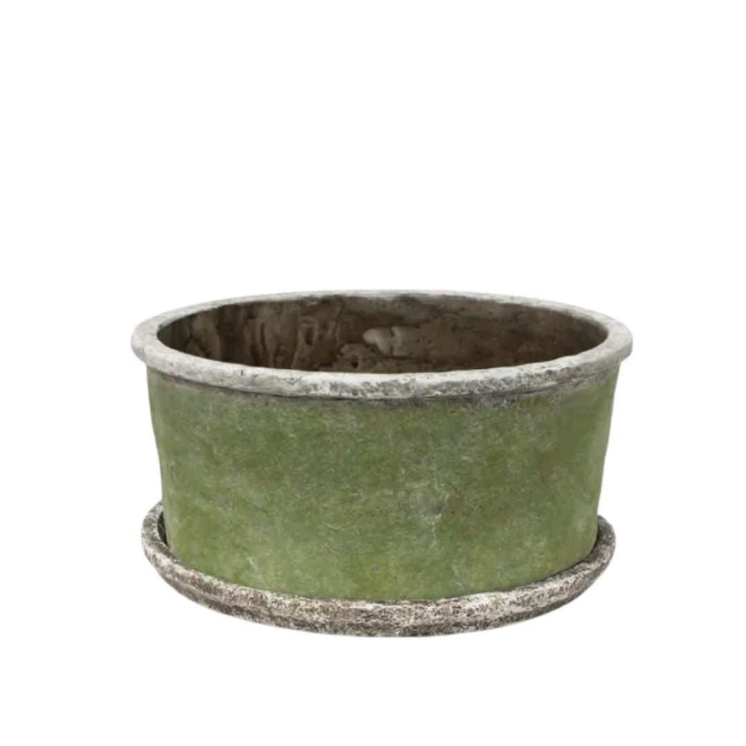 Evergreen Wide Plant Pot & Saucer - Large