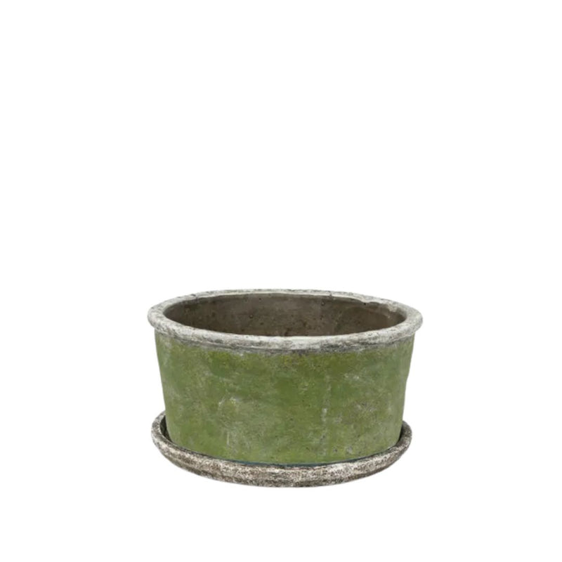 Evergreen Wide Plant Pot & Saucer - Small