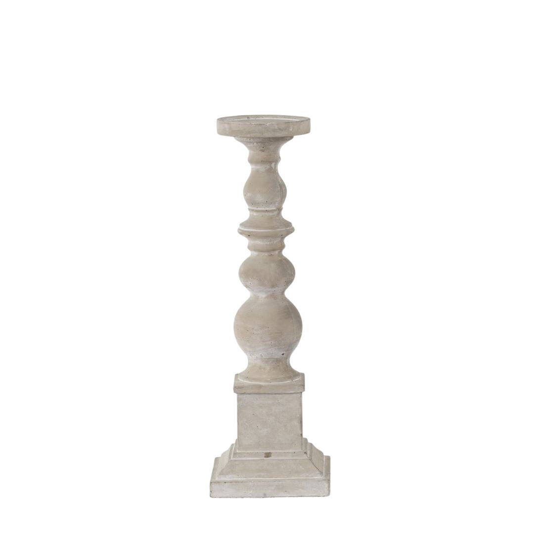 Grey Cement Pillar Candle Holder - Tall
