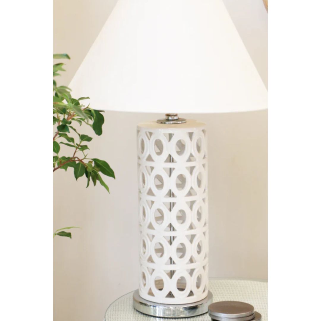 Lattice White Ceramic Table Lamp Base