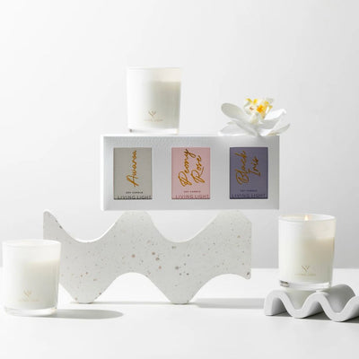 Triple Mini Soy Gift Set: Awaroa, Peony Rose & Black Iris