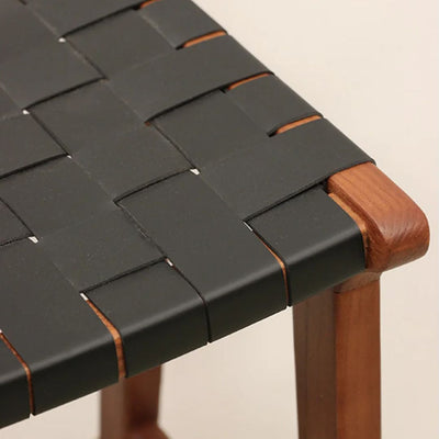 Memphis Stool with Woven Leather Seat