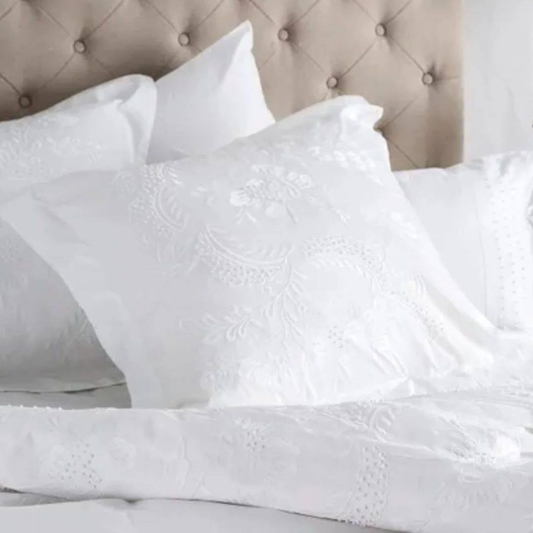 Embelli White Eurocase in Pair