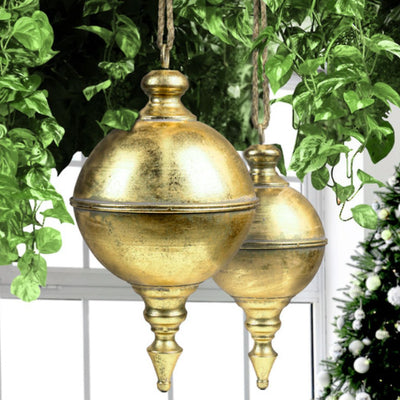 Over-sized Antique Gold Metal Finial Hanging Decor