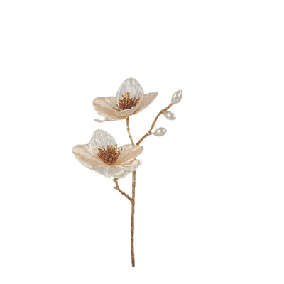 Xmas Rose Spray with Pearls: Cream
