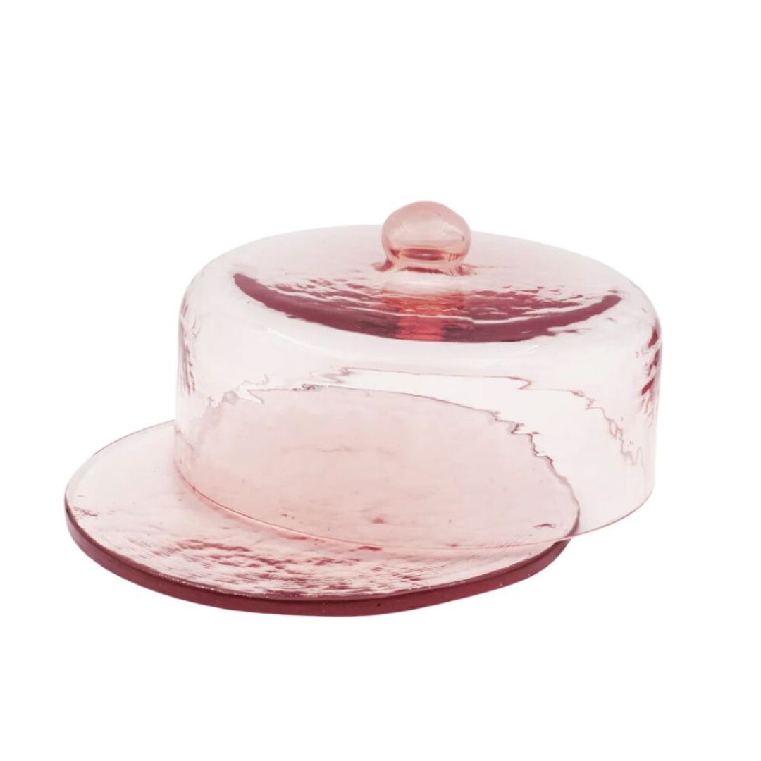Glass Cake Dome with Base - Rose