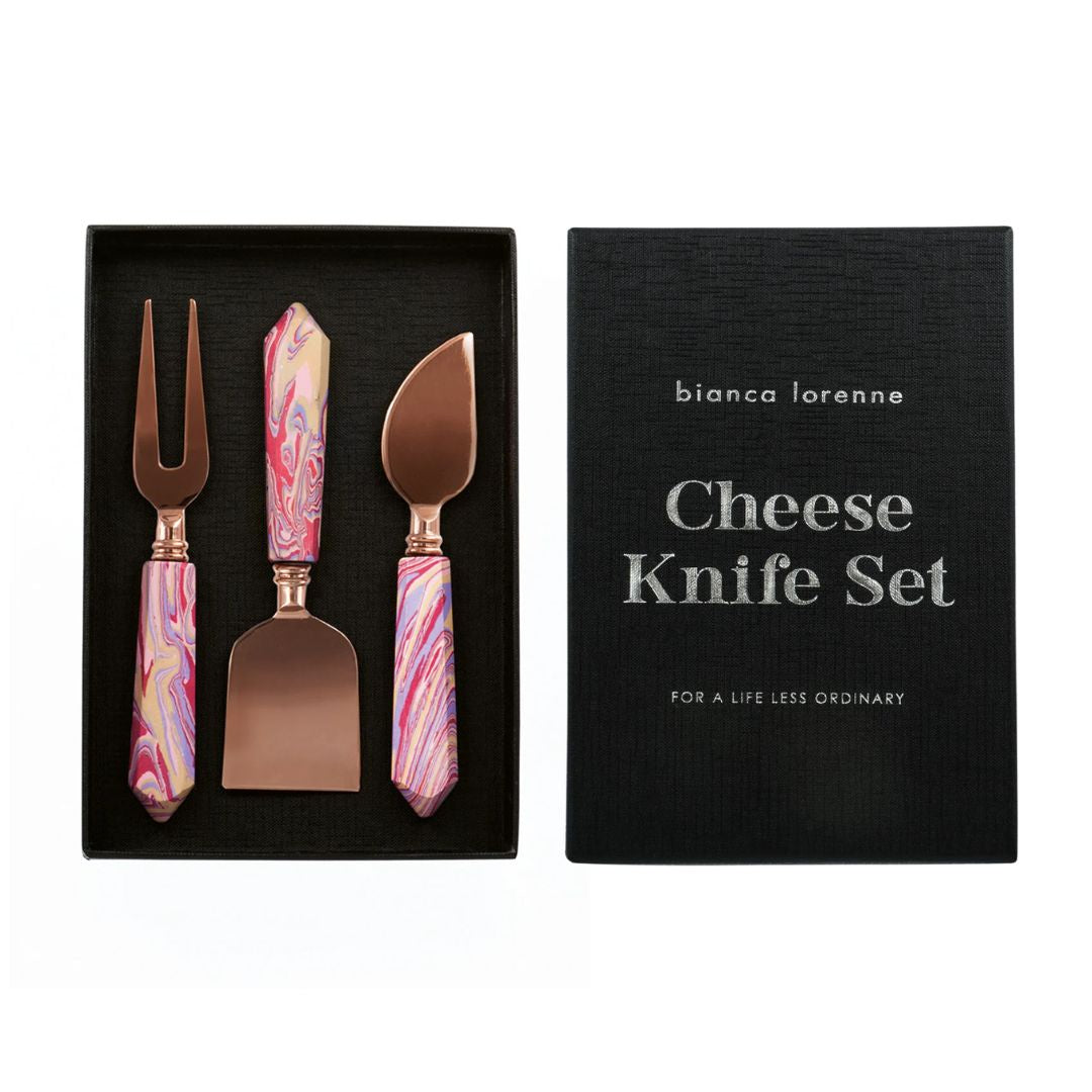 Cheese Knife Set - Pink Marble