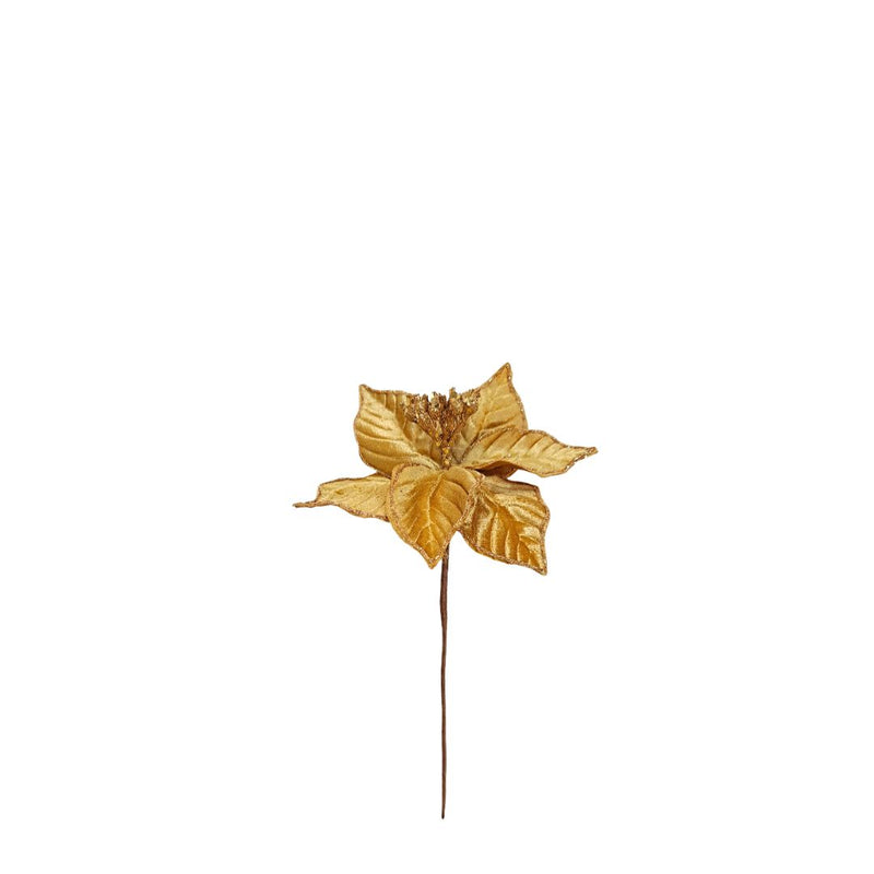 Gold Poinsettia on Stick - Medium