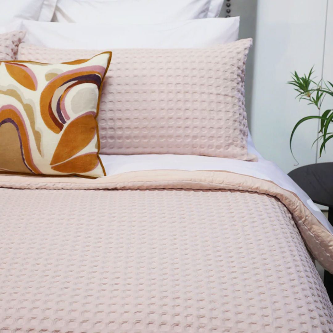 Jumbo Waffle Duvet Set: Rosewater - King