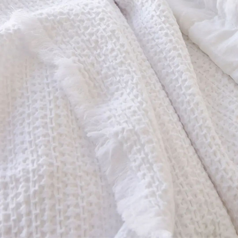 Lisboa Waffle Blanket: White - 240x260