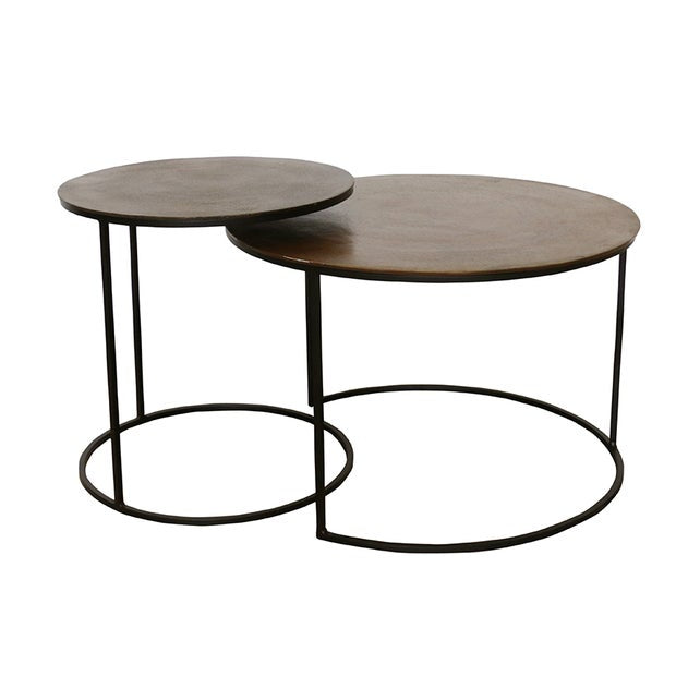 New York Round Nested Tables: Antique Brass