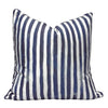 Navy Blue & White Striped Cushion with Piping - 60x60