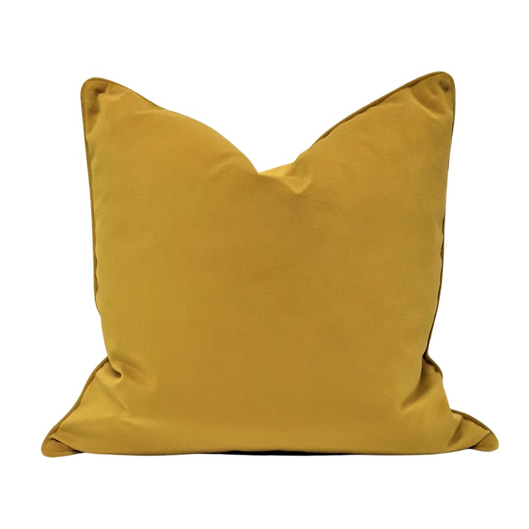 Plush Turmeric Piped Cushion - 55x55