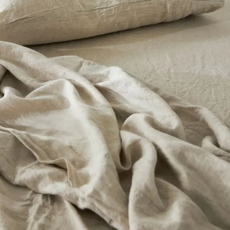 Pure Linen Fitted Sheet: Natural - Queen