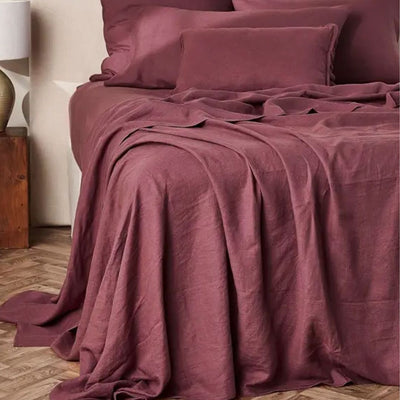 Pure Linen Fitted Sheet: Port - Queen