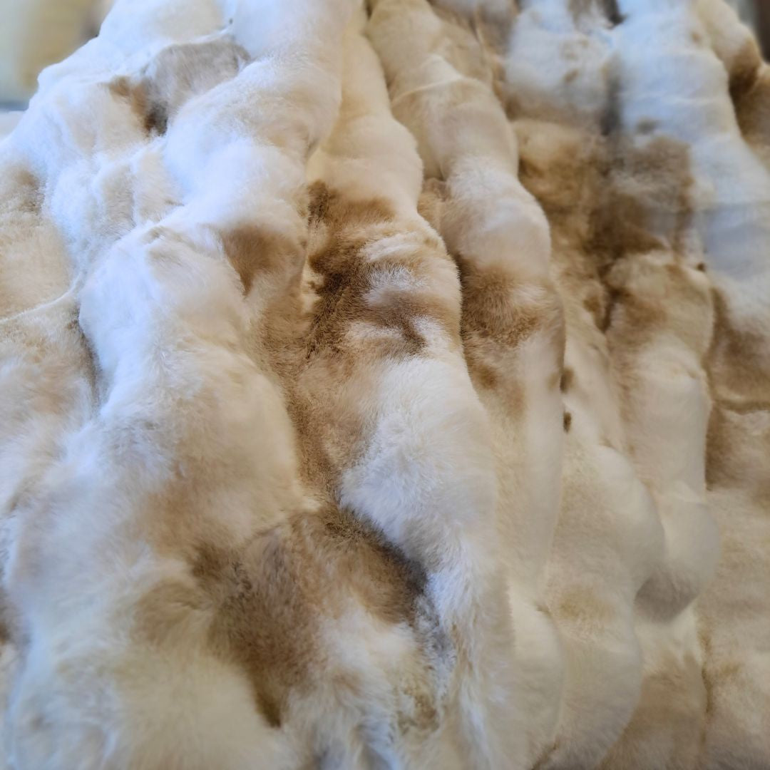 Highland Rabbit Fur Throw: Beige - 150x220