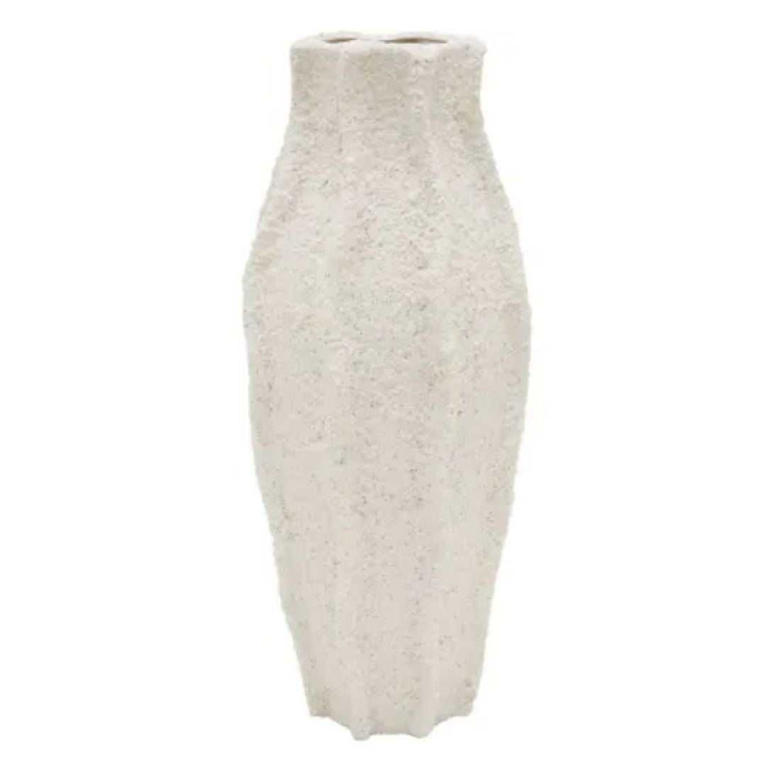 Talia Ceramic Vase: Textured White - 22x63