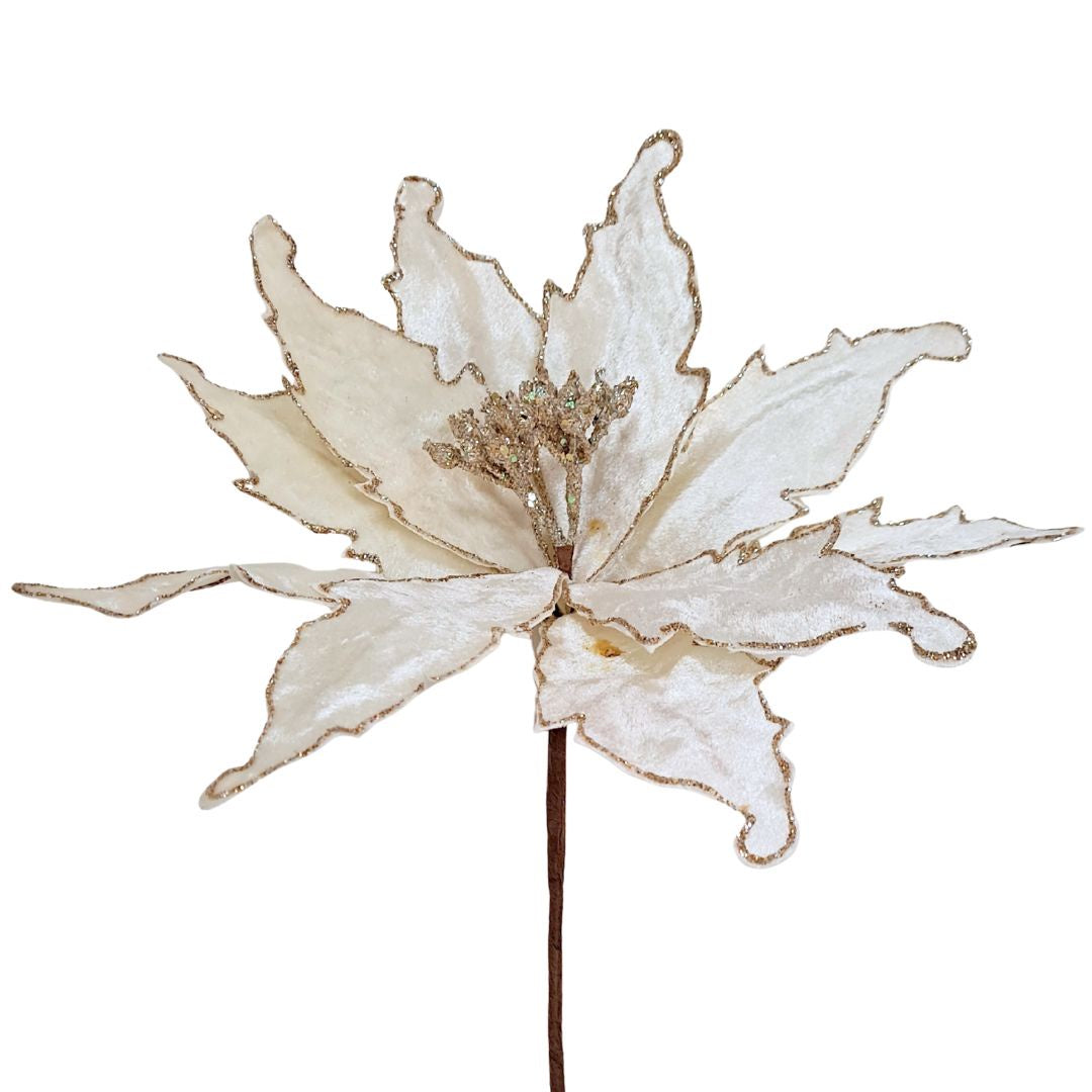 Velvet Poinsettia on Stick - Large
