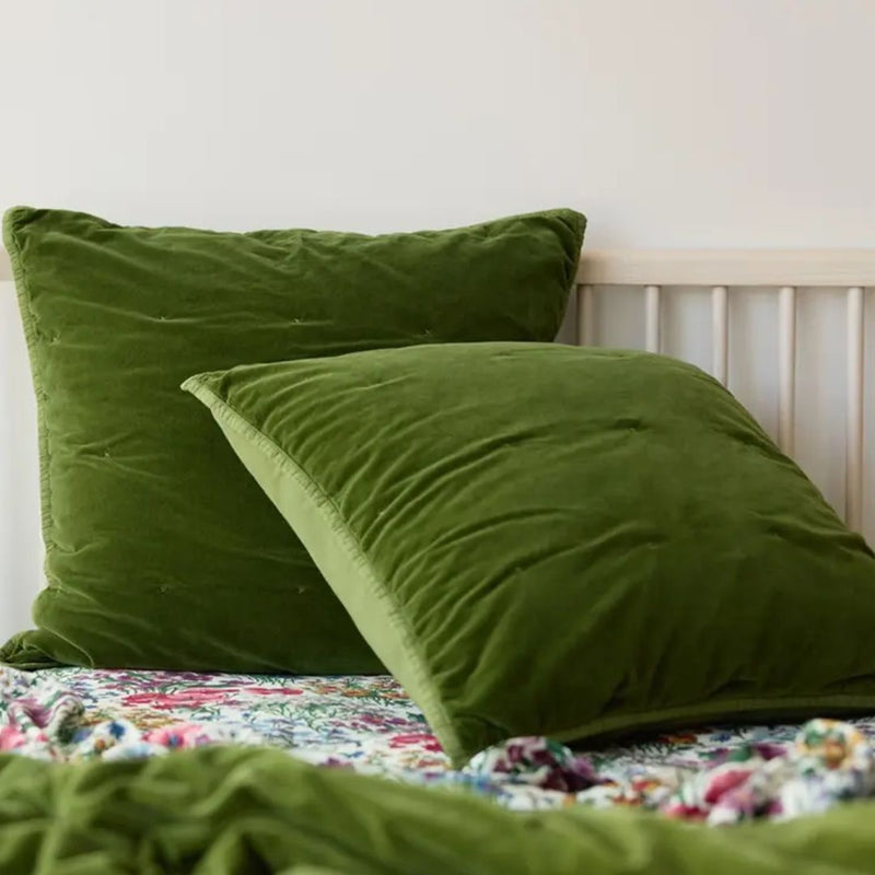 Venus Cotton Velvet Quilted Eurocase - Foliage
