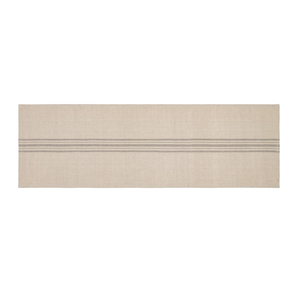 Linen Blend Stripe Table Runner - Nat/Grey