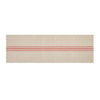 Linen Blend Stripe Table Runner - Natural/Red