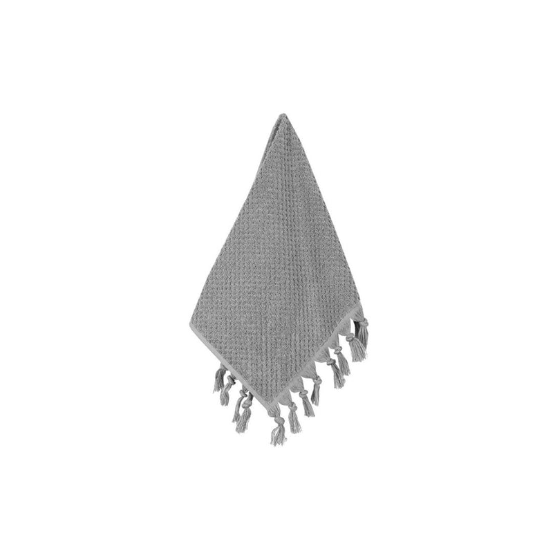 Textured Tassel Face Washer - Grey