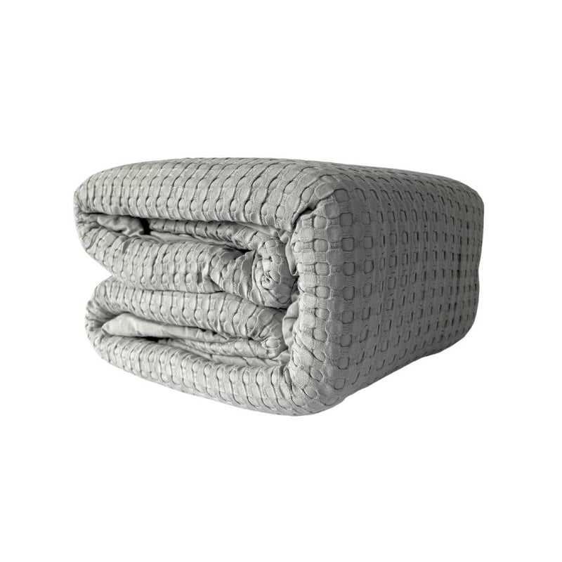 Bamboo Blend  Waffle Blanket with Sherpa Grey - Queen