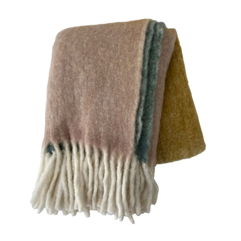 Mina Wide Stripe Bumble Fringe Throw