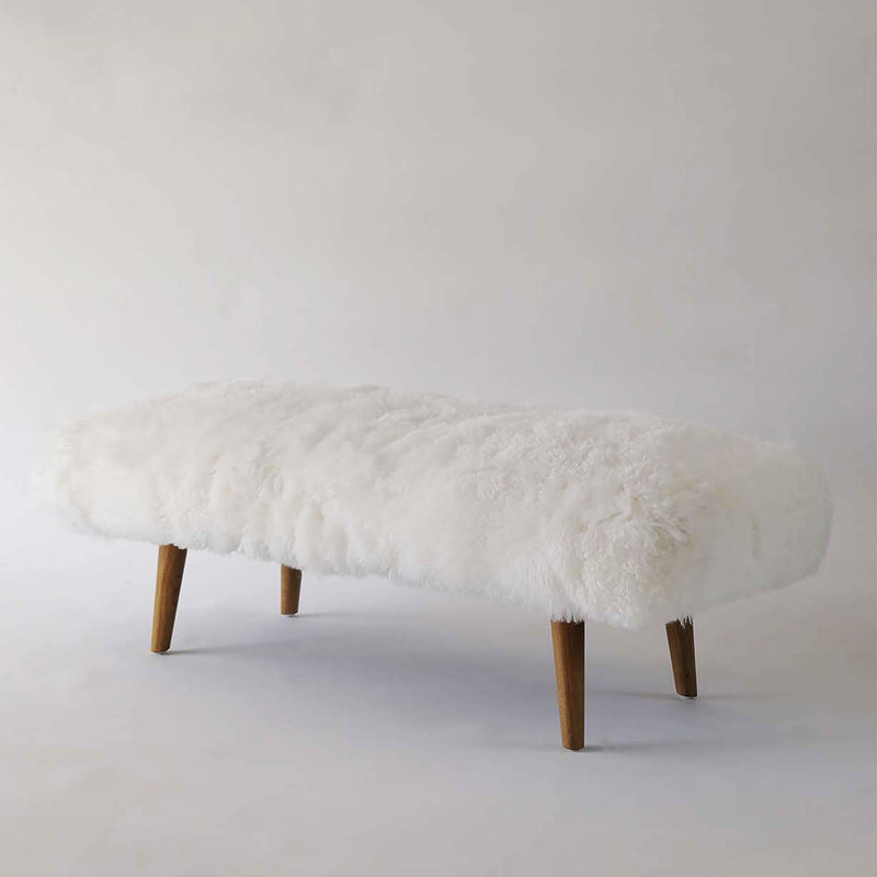 Fur Bed Stool - Ivory