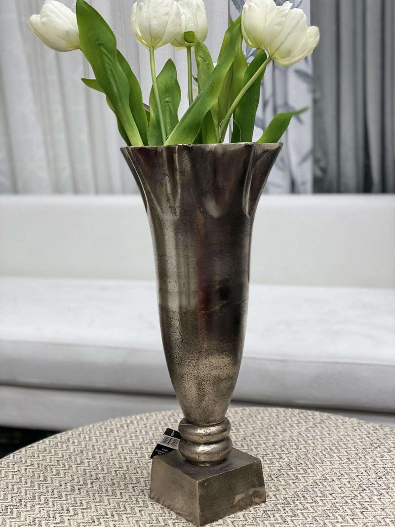 Aluminium Vase Ripple Top Large