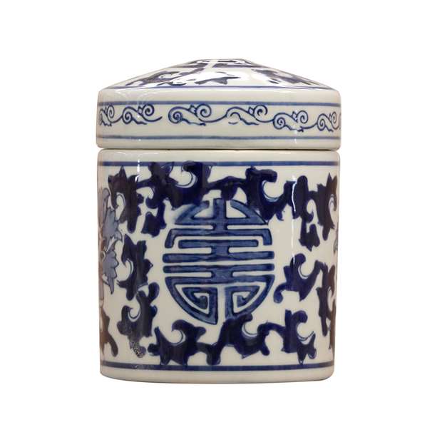 Blue & White Decorative Jar with Lid