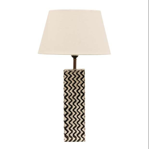 Bone & Brass Square Black & White Lamp Base