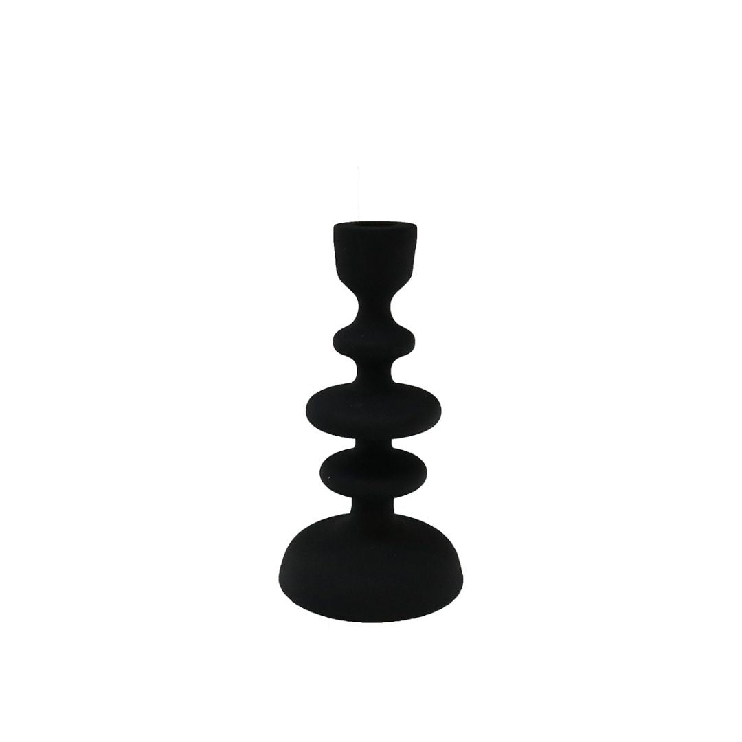 Textured Black Candle Stick - 20cm