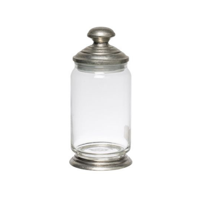 Glass and Pewter Storage Jar - Tall